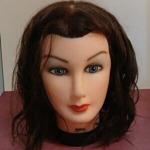Burmax Hairstyling Mannequin Head forTraining-Real Hair-Brunette
